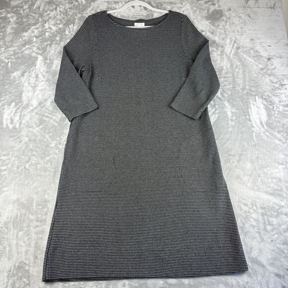 J. Jill Dresses & Skirts - J. Jill Ponte Knit Dress Women's Medium Black‎ White Print Pockets (0991)